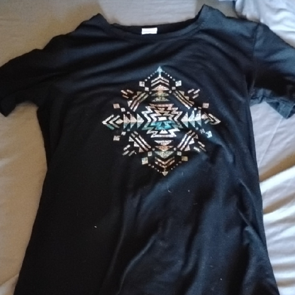 Black Geometric Patterned Women's Top
